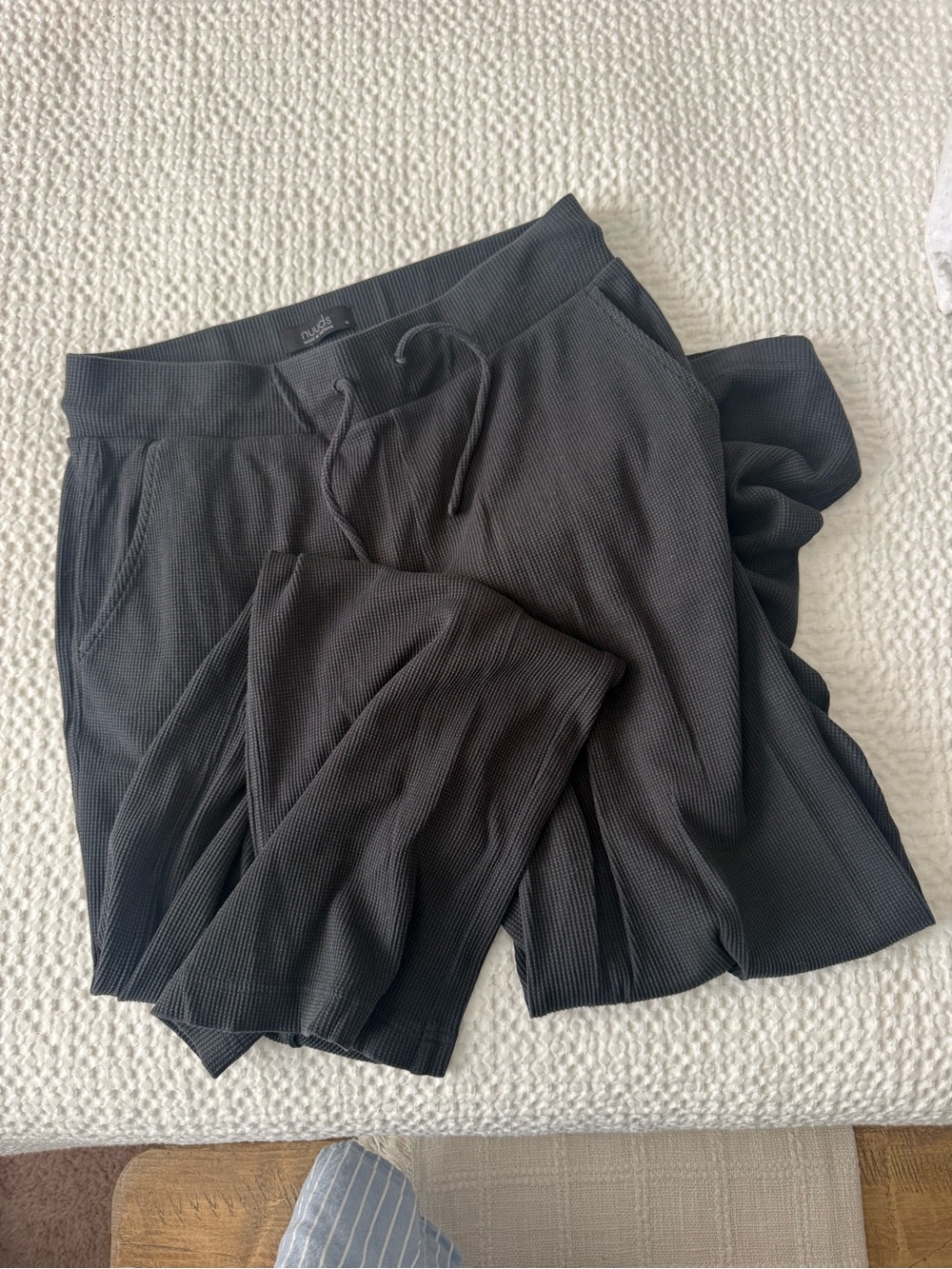 nuuds Charcoal Ribbed Loungewear Pants with Drawstring